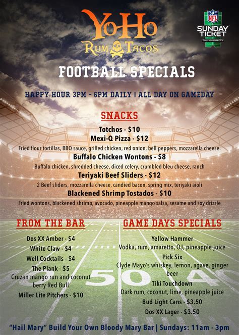 Football Specials | YoHo Rum & Tacos