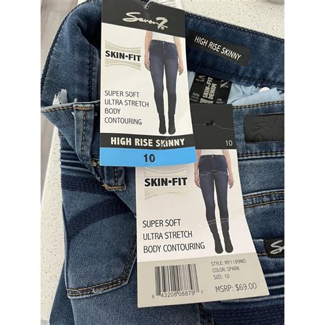 Seven 7 High Rise Skinny Skin Fit Blue Denim Stretch... - Depop