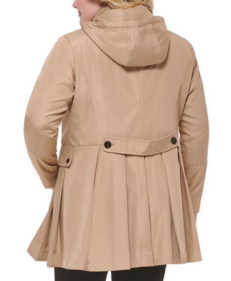 Calvin Klein Plus Size Hooded Double Breasted Skirted Raincoat Macy S