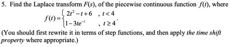 Solved F T {2t2−t 61−3te−t T