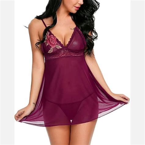 Exyfunshop Intimates Sleepwear Sexywomen Lingerie Lace Sheer See