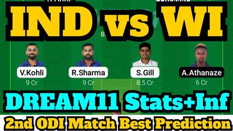 🔴ind Vs Wi Dream11 Team Prediction Today Wi Vs Ind Dream11 India Vs