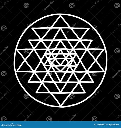 Símbolo Sagrado Sri Yantra Da Geometria E Da Alquimia Esboço Tirado Mão