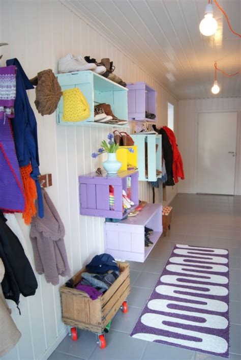 Colorful DIY Shoe Wall Storage System - Shelterness