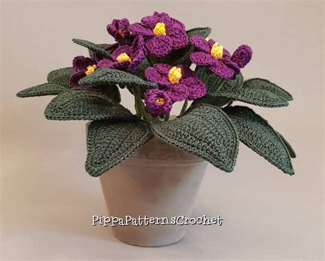 Crochet African Violet Flower Pattern Photo Tutorial Etsy Uk Flower