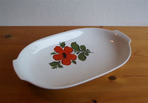 Retro Dish Plate Bavaria Schumann Arzberg Orange Flower Etsy