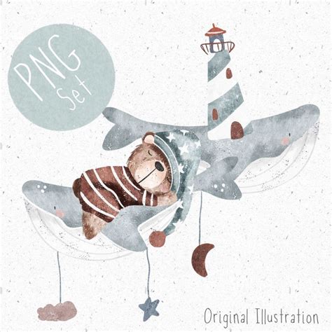 Pngs For Sublimation Nautical Clipart Cute Whale Png Set Space