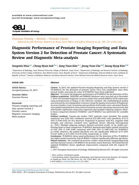 Pdf Diagnostic Performance Of Prostate Imaging Reporting And Data