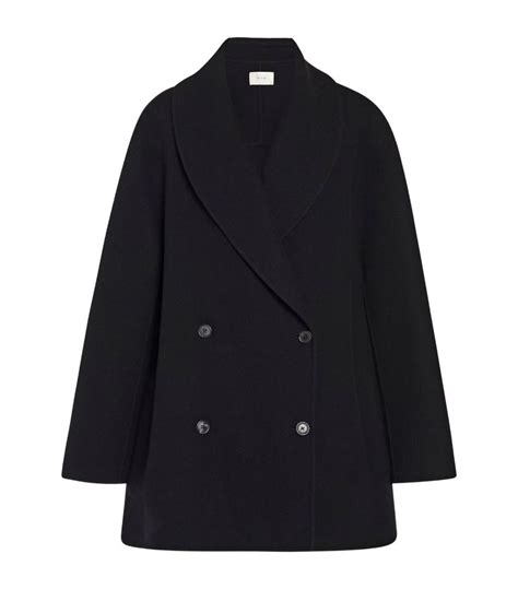 Womens The Row Black Polli Double Breasted Coat Harrods US