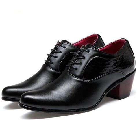 Buy Men Dress Wedding Shoes Patent Glossy Leather High Heels Fashion