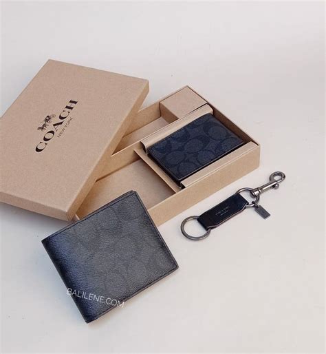 Coach F41346 Boxed 3 In 1 Wallet T Set In Signature Canvas Black Ox Balilene