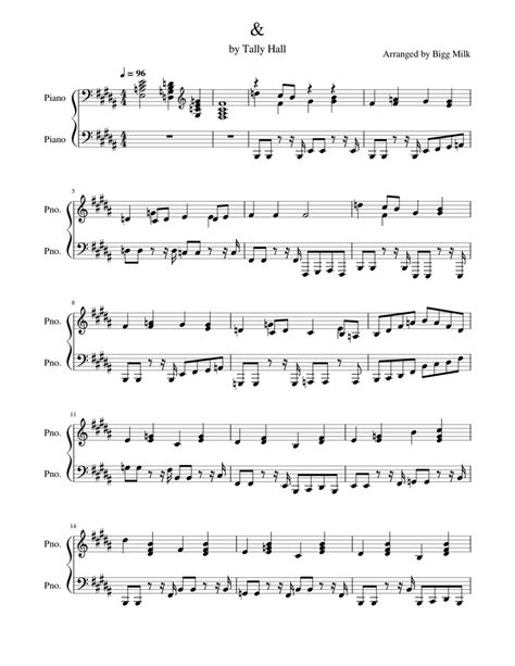 Tally Hall Sheet Music For Piano Solo