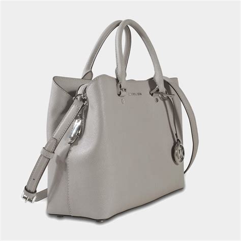 Michael Michael Kors Savannah Large Satchel Bag In Pearl Grey Saffia