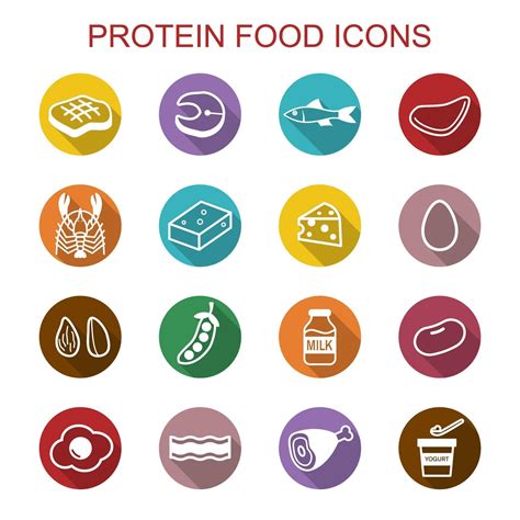 Protein Food Long Shadow Icons 2180337 Vector Art At Vecteezy