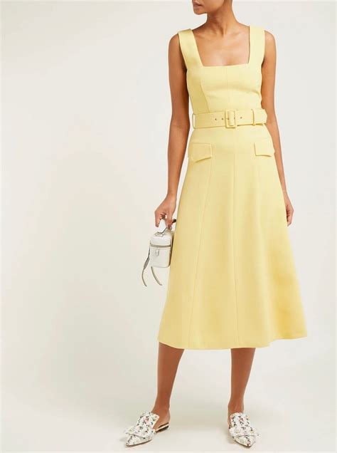 Emilia Wickstead Petra Belted Wool Crepe Midi Dress FashionWindows