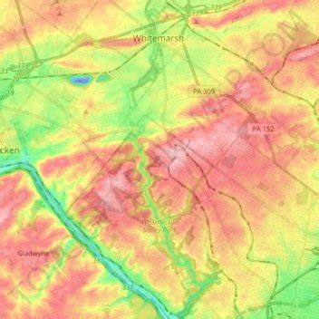 Wissahickon Valley Park topographic map, elevation, terrain