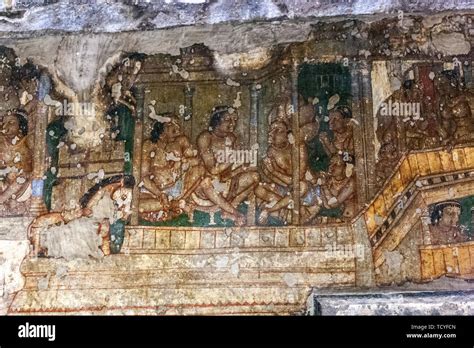 Frescoes in Cave 2, Ajanta Caves, Aurangabad District, Maharashtra State, India Stock Photo - Alamy