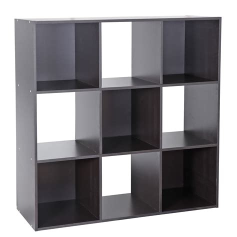 Zeny 9 Cubes Wooden Cube Organizer Bookcase Cubecials Cabinet Storage Dark Brown