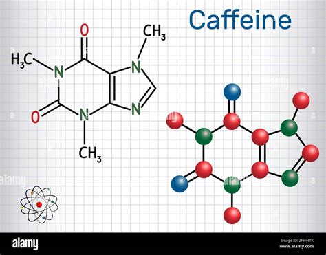 Caffeine Molecule Structural Chemical Formula And Molecule Model