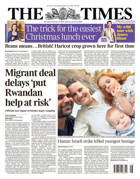 Times Front Page 30th Of November 2023 Tomorrows Papers Today