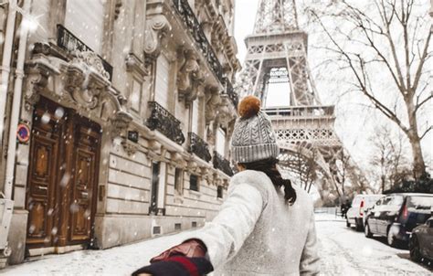 Wallpaper Love, Paris, Winter, France, Snow, Street, Wallpaper, Woman ...