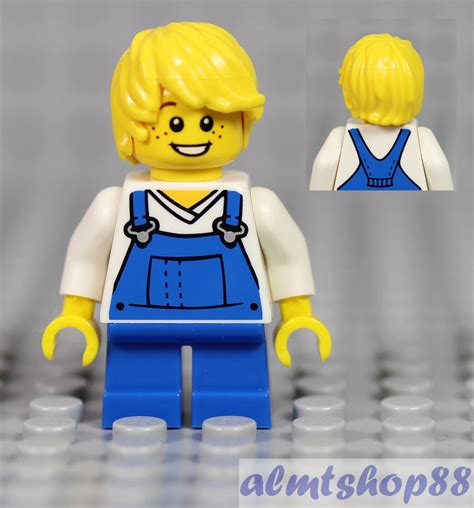 Lego Boy Kids Minifigure W V Neck Shirt Blue Overalls And Yellow