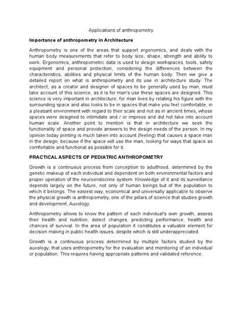 Applications of Anthropometry | PDF | Anthropometry | Human Factors And Ergonomics