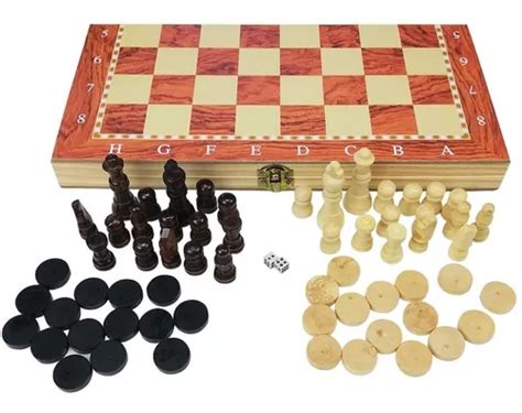 Ajedrez Tablero Ajedrez Damas Backgammon 3 En 1 Madera 29cms Cuotas