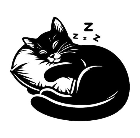 Premium Vector | A Cat Sleeping with pillow vector silhouette