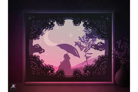 Umbrella Girl Lightbox SVG Paper cut template