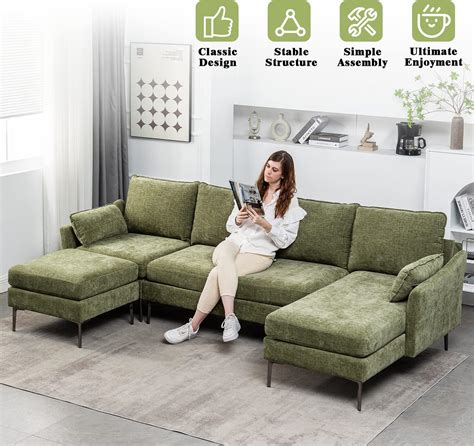 Buy MELLCOM Modern U Shaped 4 Seat Sectional Sofa Couch Convertible