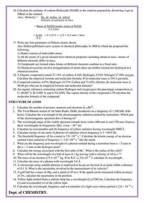 SOLUTION 1st Puc Chemistry Passing Package Studypool