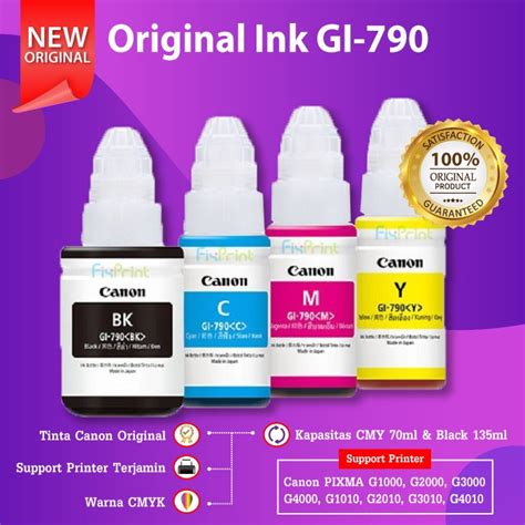 Jual Ina Set Tinta Gi790 Canon G1000 G2000 G3000 G4000 Cmyk Gi 790