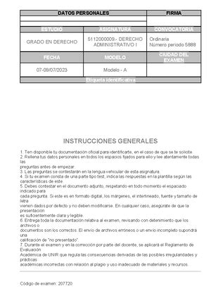 Modelo D 2024 EXANEN El principio de legalidad en el régimen