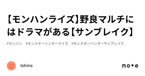 【モンハンライズ】野良マルチにはドラマがある【サンブレイク】｜tohma