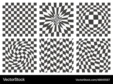 Checkerboard wavy patterns abstract chess square Vector Image