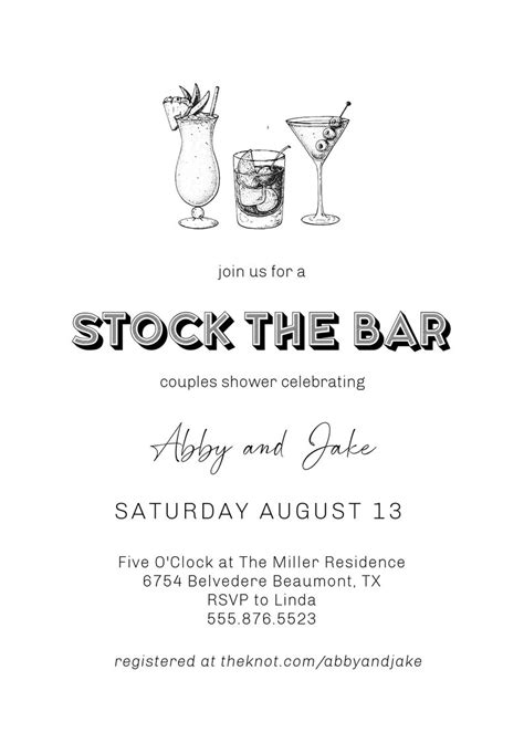 Stock The Bar Couples Shower Invitation Etsy