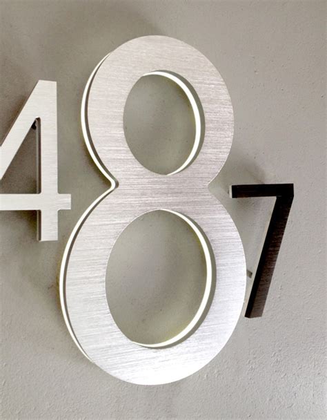 Modern 16 inch Lighted House Numbers Large : Luxello LED Numbers