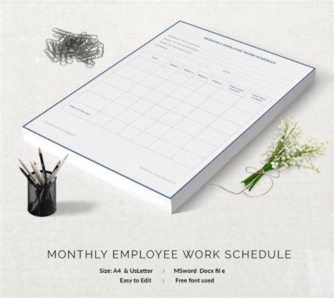 Monthly Work Schedule Template 29 Free Word Excel Pdf Format Download Free And Premium