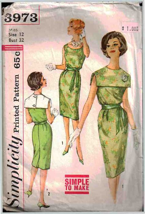 Simplicity 3973 Dress With Detachable Collar Estimated Vintage 1960 S