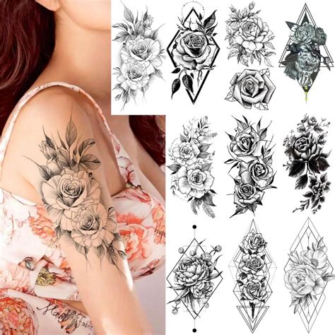 Realistische Skizze Rose Blume Arm Tattoos F R Frauen Tempor Re Floral