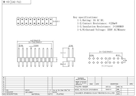 Custom 2 Row Pin Header 2 54mm Pitch Dip Through Hole Vertical