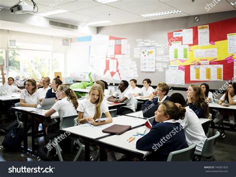 Diverse Group Students Learning Classroom Stock Photo 740361820 ...