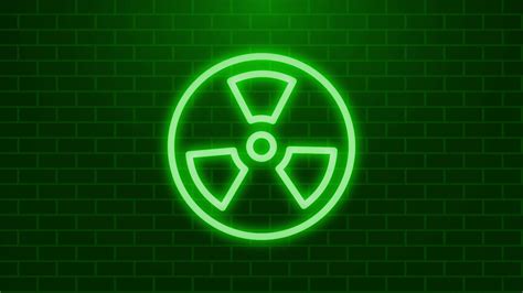 Green Glowing Radiation Icon Sign Radioactive Toxic Symbol Radiation