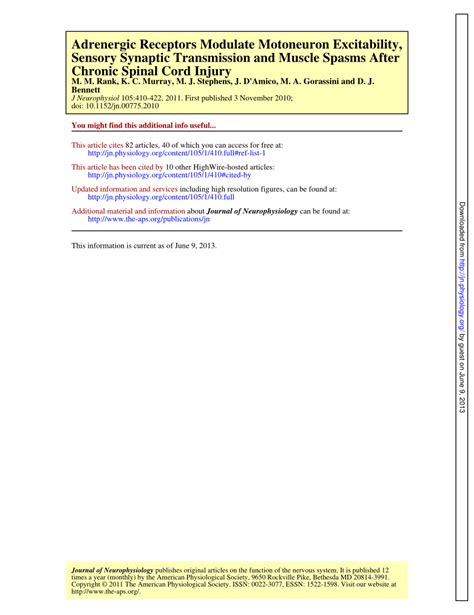 Pdf Adrenergic Receptors Modulate Motoneuron Excitability Sensory