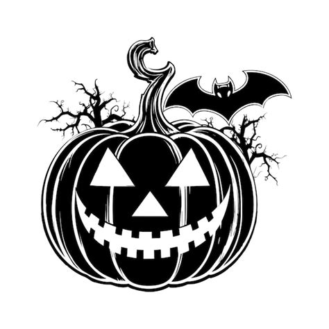 Premium Vector Happy Halloween Elements In Black And White Silhouette