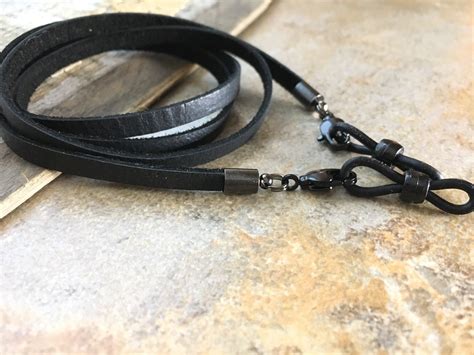 Black Leather Eyeglass Chain Leash And Cords For Sunglasses Etsy