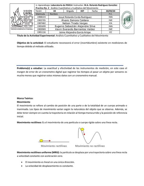 Reporte Lab Fisica Fime T Tulo De La Actividad Experimental