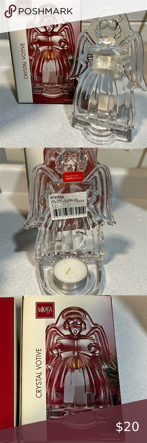 New Vintage Mikasa Crystal Chorus Angel Tealight Candle Holder