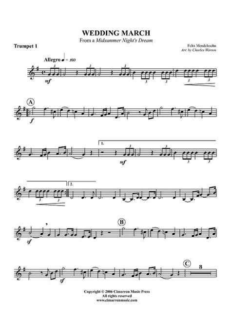 Wedding March Trumpet 1 Sheet Music By Felix Mendelssohn Sheet